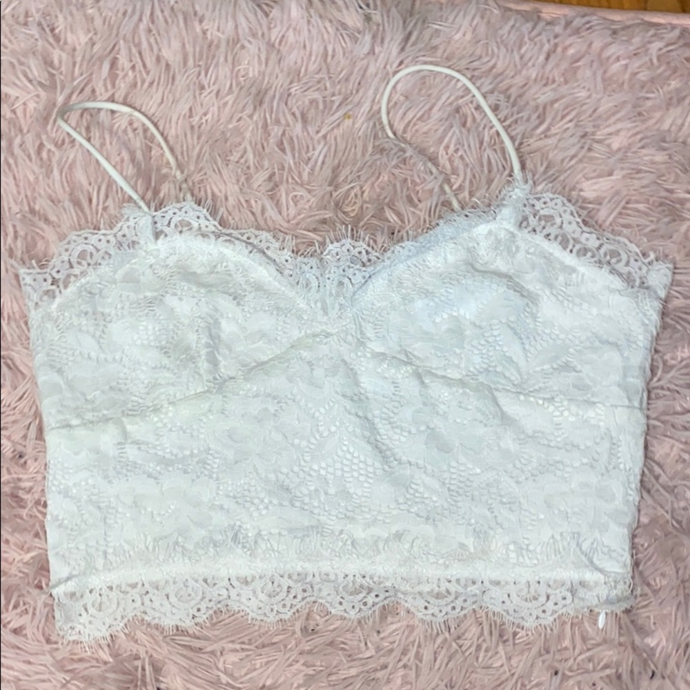 white lace crop top